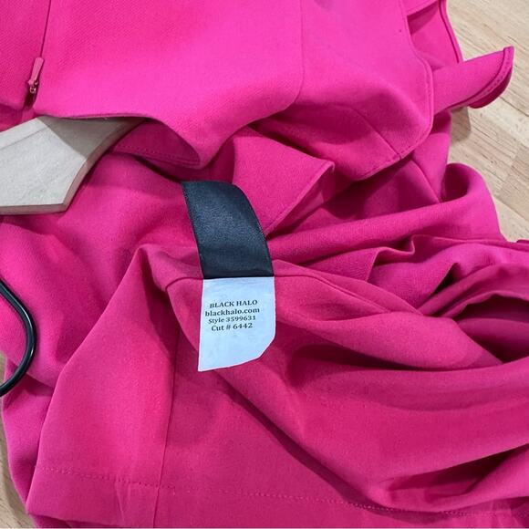 Black Halo Pabla Mini Asymmetrical Ruffle Dress Pink Sleeveless size 2 - Picture 8 of 9